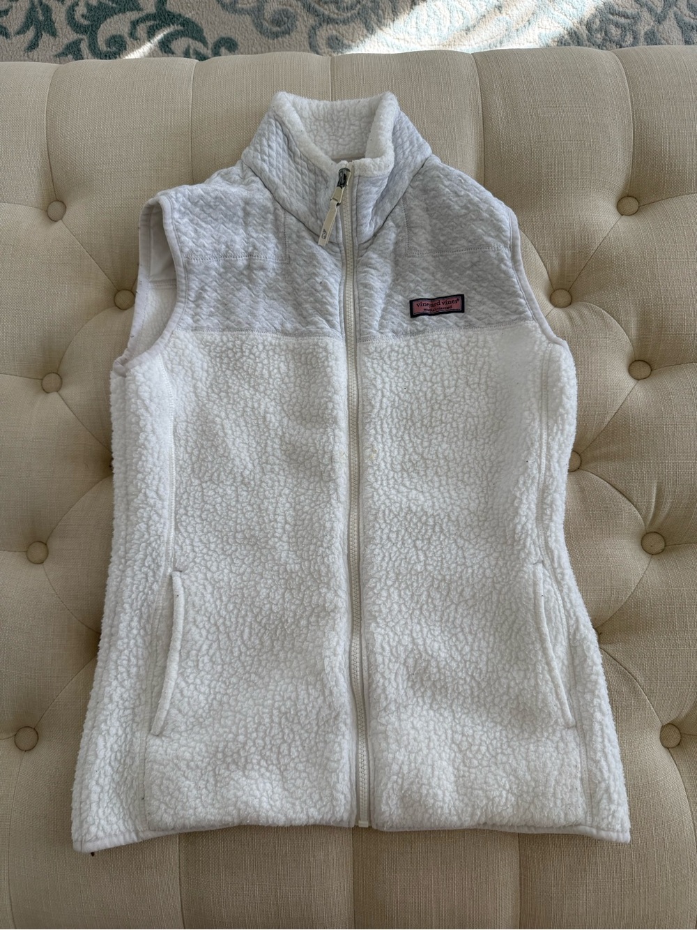 Vineyard Vines White Sherpa Fleece Vest